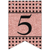 50と素晴らしいバラ金ゴールドグリッターブラック誕生日 バンティングフラッグ (第3の旗)