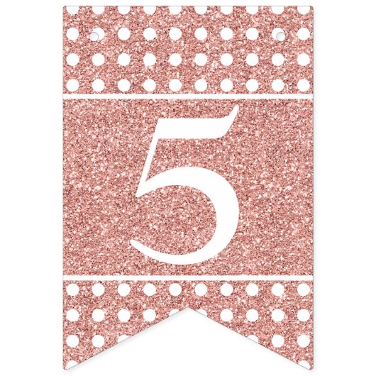 50と素晴らしいバラ金ゴールドグリッターホワイト誕生日 バンティングフラッグ (第3の旗)