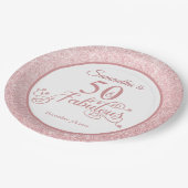 50と素晴らしいバラ金ゴールドグリッター誕生パーティー ペーパープレート (アングル)