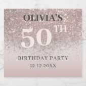 50と素晴らしいバラ金ゴールドグリッター誕生日 スパークリングワインラベル (シングルラベル)
