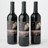 50と素晴らしいバラ金ゴールドドリップスバースデーパーティー ワインラベル (ボトル)