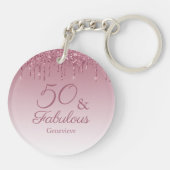 50と素晴らしいバラ金ゴールドピンクドリッピンググリッター キーホルダー (裏面)