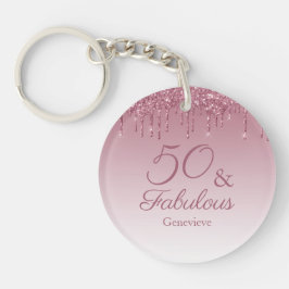 50と素晴らしいバラ金ゴールドピンクドリッピンググリッター キーホルダー