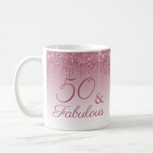 50と素晴らしいバラ金ゴールドピンクドリッピンググリッター コーヒーマグカップ