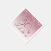 50と素晴らしいバラ金ゴールドピンクドリッピンググリッター スタンダードカクテルナプキン (角)