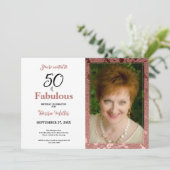 50と素晴らしいバラ金ゴールドフローラ誕生日 招待状 (スタンド正面)