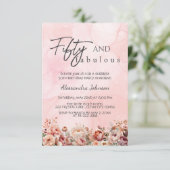 50と素晴らしいバラ金ゴールドフローラ50誕生日 招待状 (スタンド正面)