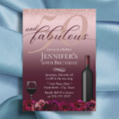 50と素晴らしいバラ金ゴールドブルゴーニュフローラ誕生日 招待状