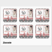 50と素晴らしいバラ金ゴールドボウダマスク50誕生日 スクエアシール (シート)