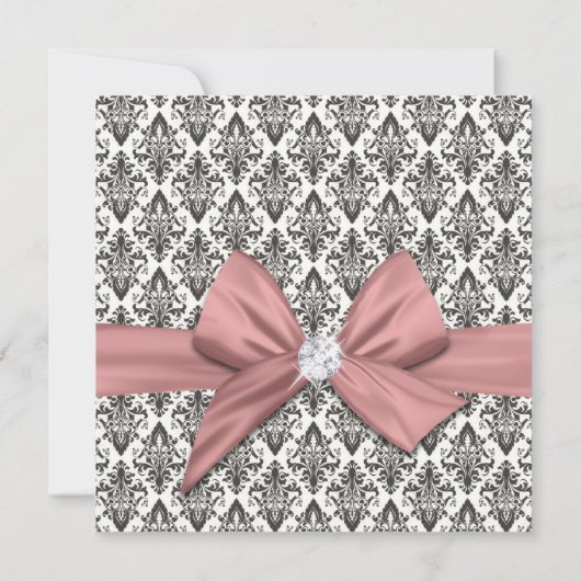 50と素晴らしいバラ金ゴールドボウダマスク50誕生日 招待状 (裏面)