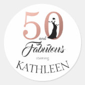 50と素晴らしいバラ金ゴールド名前をカスタムする ラウンドシール (正面)