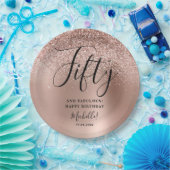 50と素晴らしいバラ金ゴールド誕生日パーティー名 ペーパープレート (パーティー)