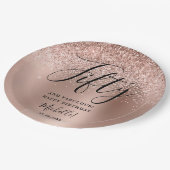 50と素晴らしいバラ金ゴールド誕生日パーティー名 ペーパープレート (アングル)