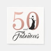 50と素晴らしいバラ金ゴールド誕生日パーティー スタンダードカクテルナプキン (正面)