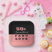 50と素晴らしいバラ金ゴールド誕生日パーティー ペーパープレート (パーティー)