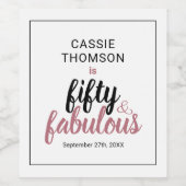 50と素晴らしいバラ金ゴールド誕生日名日付ワイン ワインラベル (シングルラベル)