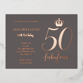 50と素晴らしいバラ金ゴールド誕生日 箔招待状ポストカード
