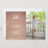 50と素晴らしいバラ金ゴールド50番目の誕生日招待状 招待状 (正面)