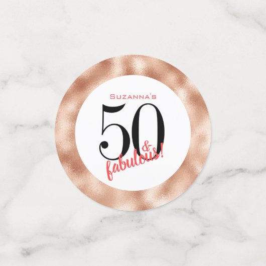 50と素晴らしいバラ金ゴールド50番目の誕生日 コンフェッティ (スモール正面)