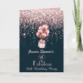 50と素晴らしいバラ金ゴールド50誕生日 招待状 (正面)