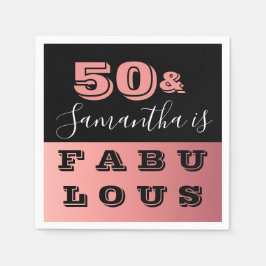 50と素晴らしいバラ金ゴールド50th誕生日パーティー スタンダードカクテルナプキン