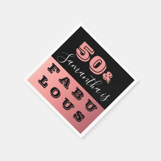 50と素晴らしいバラ金ゴールド50th誕生日パーティー スタンダードカクテルナプキン (角)