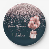50と素晴らしいバラ金ゴールド50th誕生日パーティー ペーパープレート (正面)