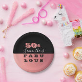 50と素晴らしいバラ金ゴールド50th誕生日パーティー ペーパープレート (パーティー)