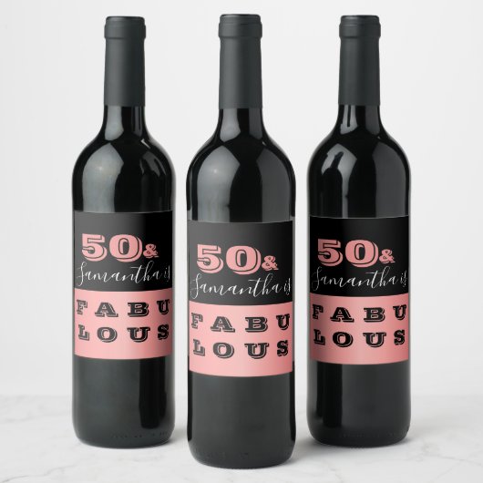 50と素晴らしいバラ金ゴールド50th誕生日パーティー ワインラベル (ボトル)