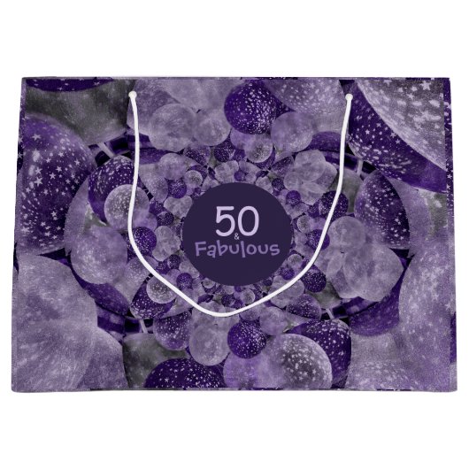 50と素晴らしいバルーン紫の万華鏡のように千変万化するパターン ラージペーパーバッグ (正面)
