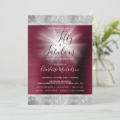 50と素晴らしいバーガンディーシルバースパークルグラム 招待状 (スタンド正面)