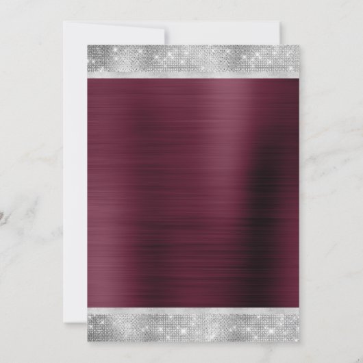 50と素晴らしいバーガンディーシルバースパークルグラム 招待状 (裏面)