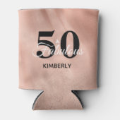 50と素晴らしいパーソナライズされたバラ金ゴールド誕生日 缶クーラー (正面)