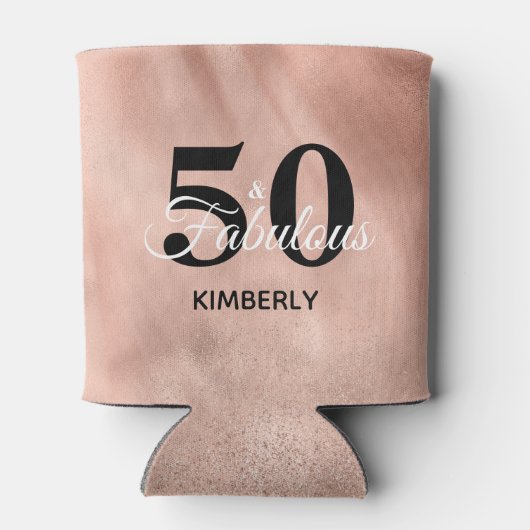 50と素晴らしいパーソナライズされたバラ金ゴールド誕生日 缶クーラー (裏面)