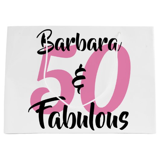 50と素晴らしいパーソナライズされた誕生日パーティー ラージペーパーバッグ (正面)
