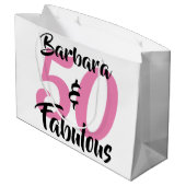 50と素晴らしいパーソナライズされた誕生日パーティー ラージペーパーバッグ (裏面アングル)