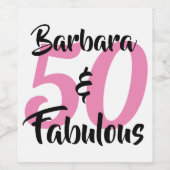 50と素晴らしいパーソナライズされた誕生日パーティー ワインラベル (シングルラベル)