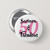 50と素晴らしいパーソナライズされた誕生日パーティー 缶バッジ (正面&裏面)