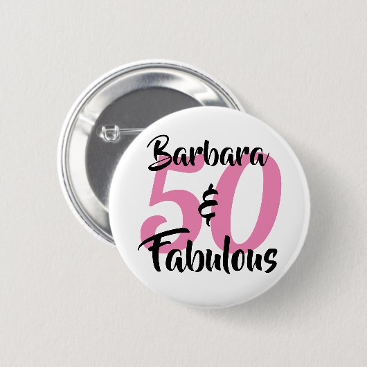 50と素晴らしいパーソナライズされた誕生日パーティー 缶バッジ (正面&裏面)