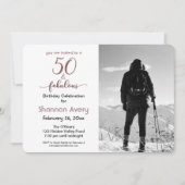 50と素晴らしいパーティーとフェイクバラ金ゴールドと写真 招待状 (正面)