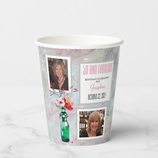 50と素晴らしいパーティーフォトコラージュ紙カップ 紙コップ (裏面)