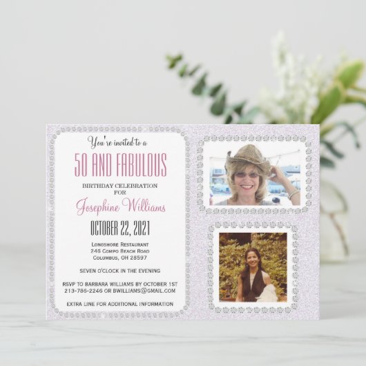 50と素晴らしいパーティー写真Glam 招待状 (スタンド正面)