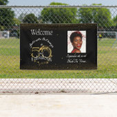 50と素晴らしいパーティー名パーソナライズされたブラック金ゴールド 横断幕 (インサイチュ)