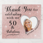 50と素晴らしいパープルグラムサンキュー誕生日 スパークリングワインラベル (シングルラベル)