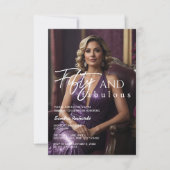 50と素晴らしいパープルバラ50誕生日 招待状 (正面)