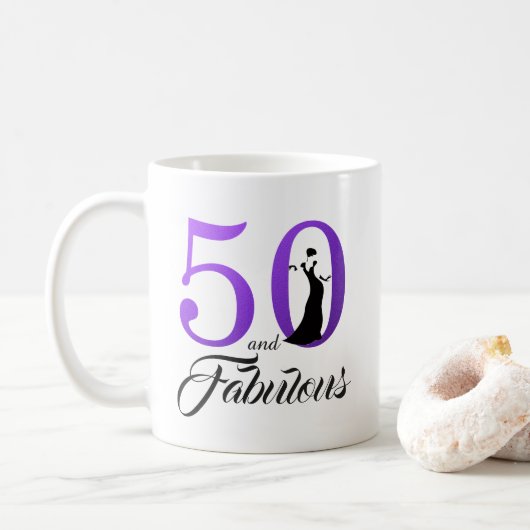 50と素晴らしいパープルフォイル50誕生日 コーヒーマグカップ (ドーナツ)