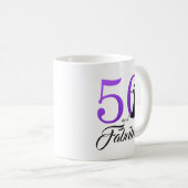 50と素晴らしいパープルフォイル50誕生日 コーヒーマグカップ (正面右)