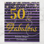 50と素晴らしいパールダイヤモンドパープル誕生日 ワインラベル (シングルラベル)