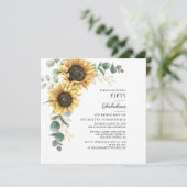 50と素晴らしいヒマワリのユーカリ50誕生日 招待状 (スタンド正面)
