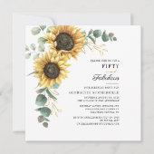 50と素晴らしいヒマワリのユーカリ50誕生日 招待状 (正面)